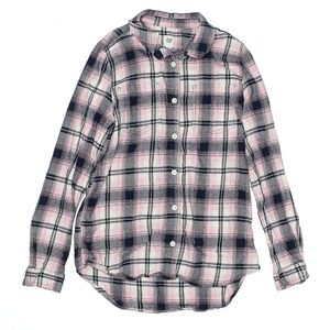 GAP Kids Size XL (12) Pink Plaid Girls Button-Down Long Sleeve Flannel